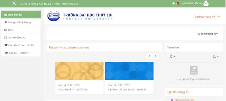 Hướng Dẫn Sử Dụng Hê Thống LMS Dành Cho Giảng Viên 6 Hình 1.5 Giao diện chính