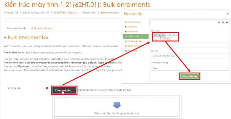 Hướng Dẫn Sử Dụng Hê Thống LMS Dành Cho Giảng Viên 12 Hình 3.4 Thêm file ghidanh.csv
