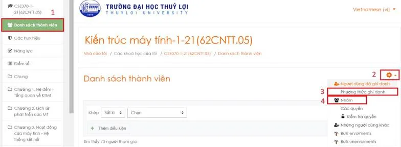 Hướng Dẫn Sử Dụng Hê Thống LMS Dành Cho Giảng Viên 14 Hình 3.6 Ghi danh thủ công