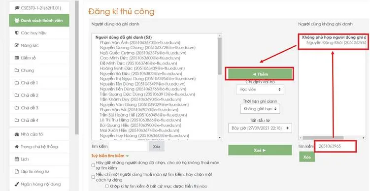 Hướng Dẫn Sử Dụng Hê Thống LMS Dành Cho Giảng Viên 15 Hình 3.7 Thêm sinh viên