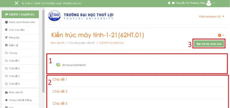 Hướng Dẫn Sử Dụng Hê Thống LMS Dành Cho Giảng Viên 17 Hình 4.1 Lớp học phần