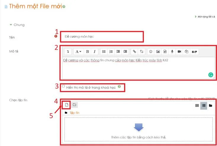 Hướng Dẫn Sử Dụng Hê Thống LMS Dành Cho Giảng Viên 22 Hình 4.6 Thêm file