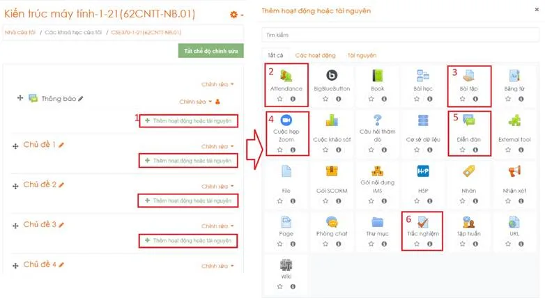 Hướng Dẫn Sử Dụng Hê Thống LMS Dành Cho Giảng Viên 25 Hình 5.1 Thêm hoạt động