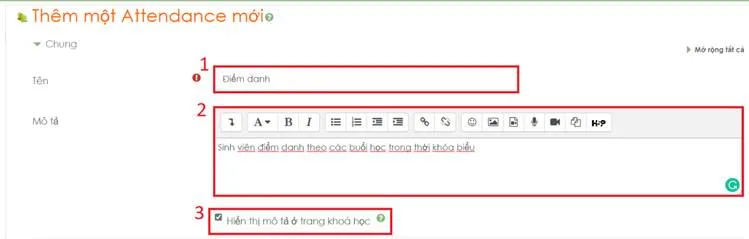 Hướng Dẫn Sử Dụng Hê Thống LMS Dành Cho Giảng Viên 26 Hình 5.2 Tạo hoạt động điểm danh
