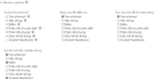 Hướng Dẫn Sử Dụng Hê Thống LMS Dành Cho Giảng Viên 56 Hình 5.14 Review options