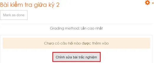 Hướng Dẫn Sử Dụng Hê Thống LMS Dành Cho Giảng Viên 58 Hình 5.16 Thêm câu hỏi cho bài kiểm tra trắc nghiệm