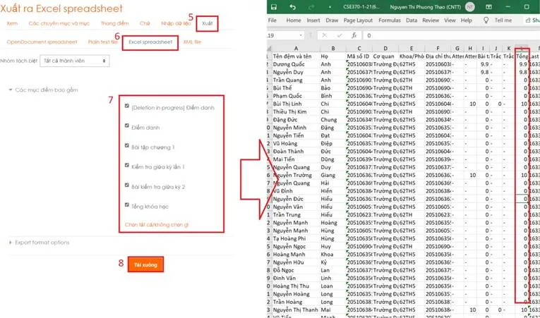 Hướng Dẫn Sử Dụng Hê Thống LMS Dành Cho Giảng Viên 68 Hình 5.21 Tải xuống kết quả
