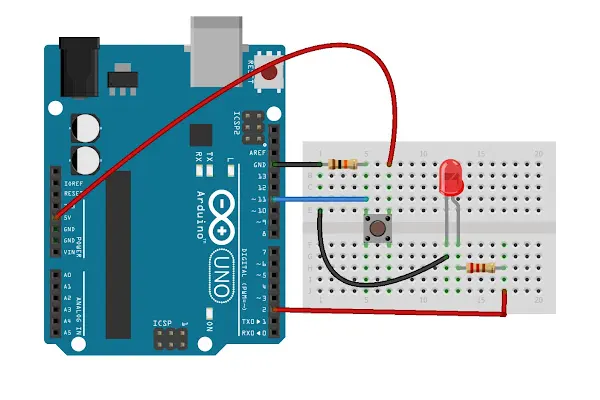 Arduino Cánh cửa đến với IoT 7 Đèn LED điều khiển bằng cách nhấn nút